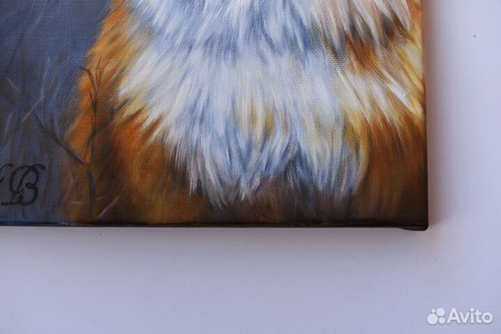 Портрет лисы маслом на холсте