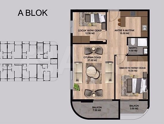 2-к. квартира, 105 м² (Турция)