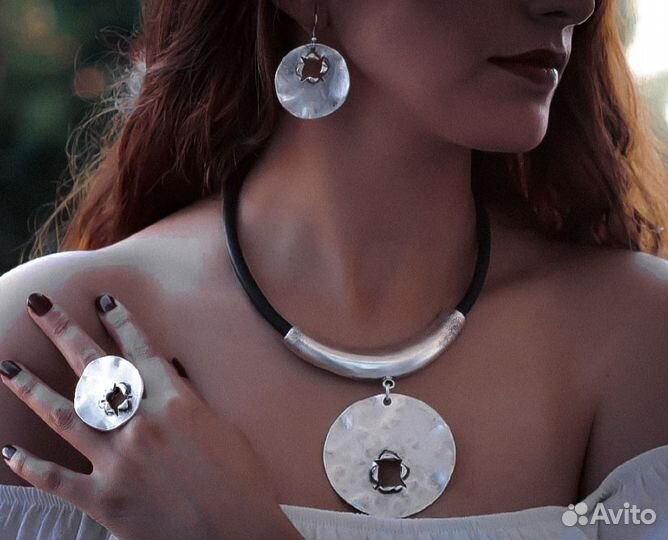 Комплект украшений посеребренный Казахский Кристал