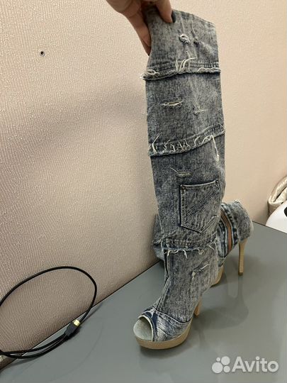 Джинсовые летние сапоги