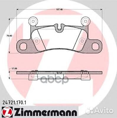 24721.170.1 колодки дисковые задн 187x76x17
