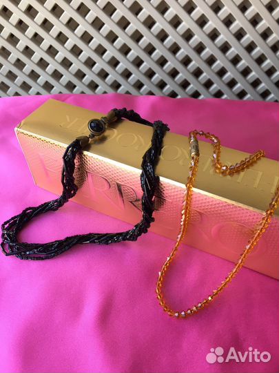 Чехия-ссср Бисер Стеклярус Бусы Ожерелье