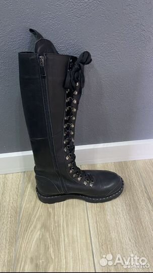 Женские кожанные сапоги с мехом