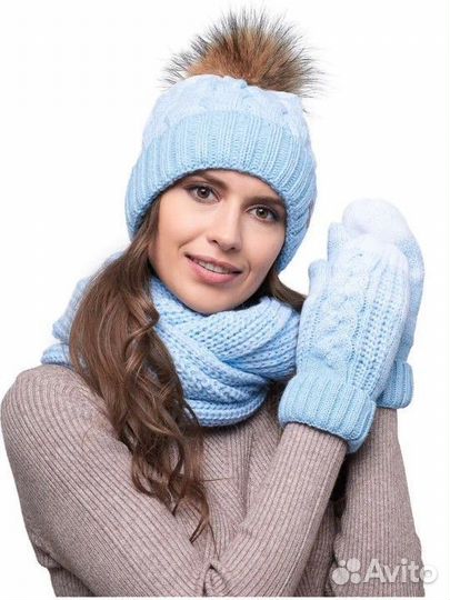 Комплект шапка, снуд и варежки