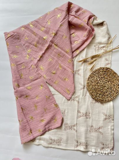 Плед-пеленка муслин 4 слоя рр 90 на 130 новый