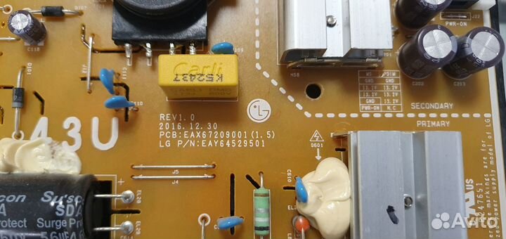 Блок питания eax67209001 (1.5) от LG 43UK6200PLA
