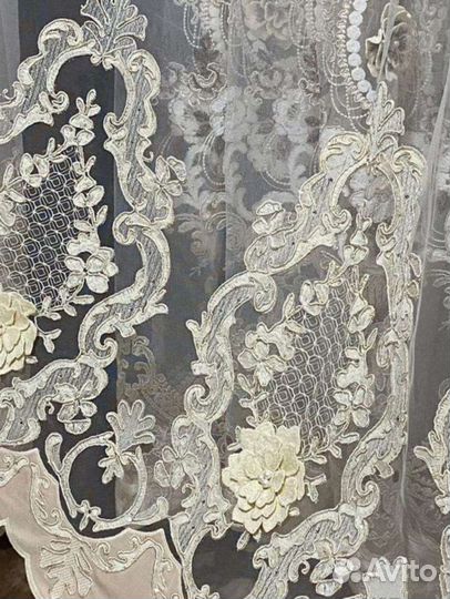 Сетка грек с 3D вышивкой и цветами 5м италия