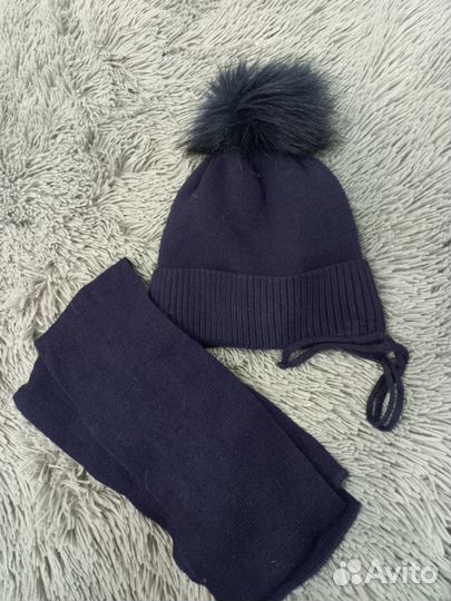 Шапка с шарфом зимняя