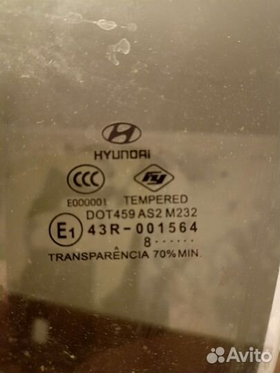 Стекло водительской двери Hyundai accent
