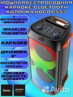 Колонка караоке 2 микрофона