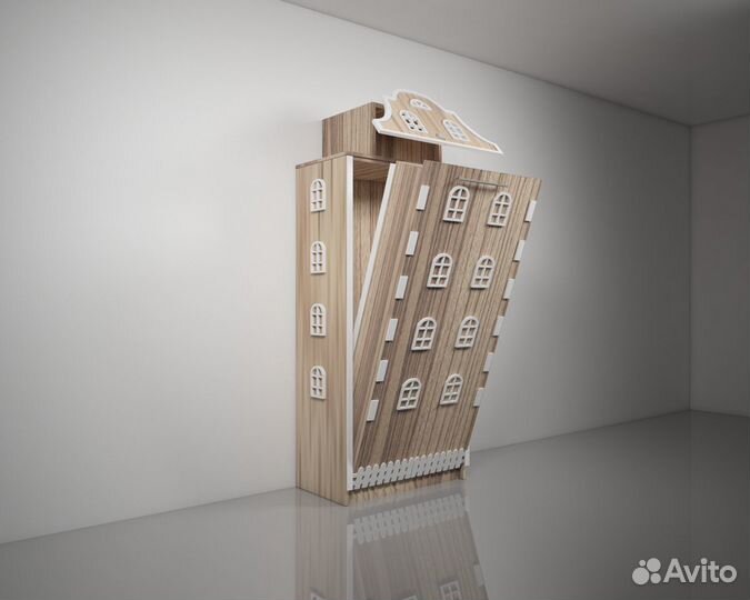 Подъемная откидная шкаф кровать домик детская Б-14