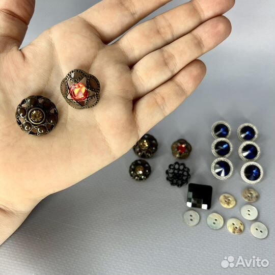 Пуговицы для рукоделия, с камнями, деревянные