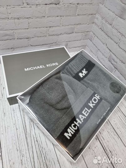 Мужской набор 3в1 Шапка шарф перчатки Michael Kors