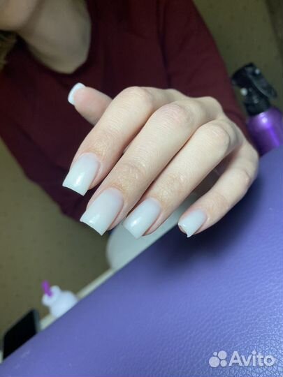 Маникюр, тонкое укрепление гелем