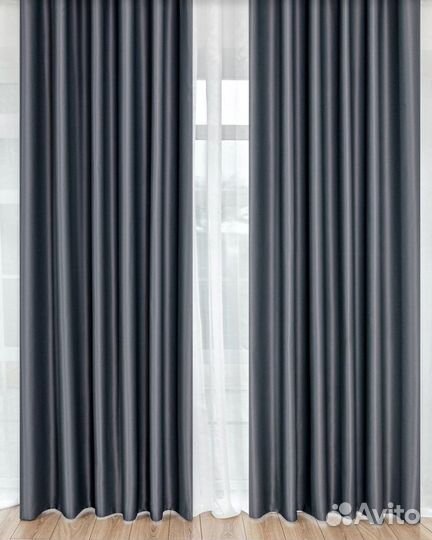 Шторы блэкаут Амадео серый