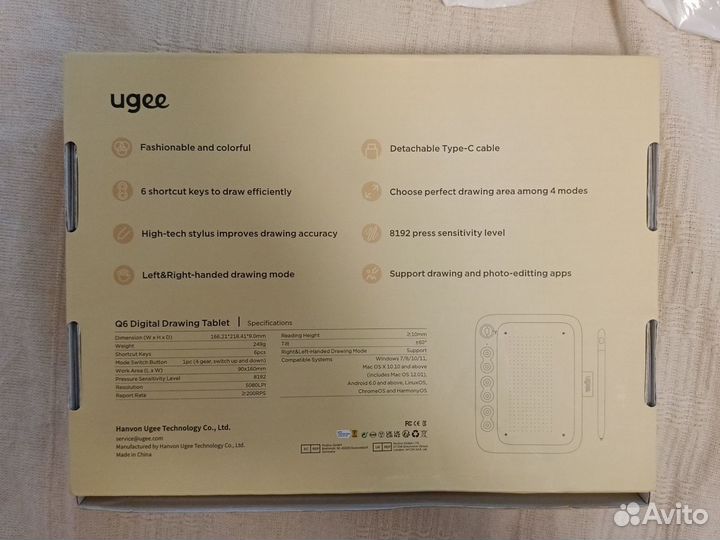 Графический планшет ugee q6