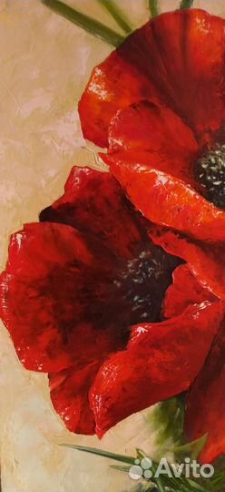 Картина маслом. Цветы. Маки