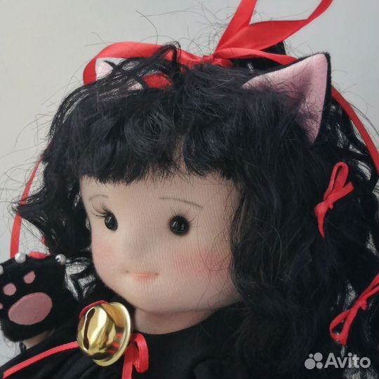 Интерьерная кукла Нэко-тян в чёрном