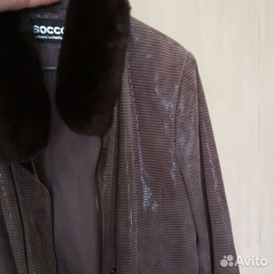 Куртка осенняя дубленка Турция натур замш р 52