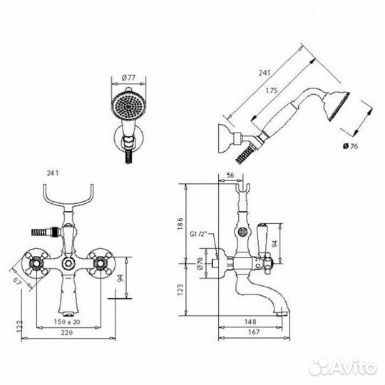 Смеситель для ванны Migliore Arcadia 18378 бронза