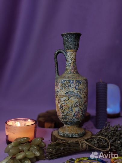 Уникальный антикварный сет - кувшин, ваза, ворон
