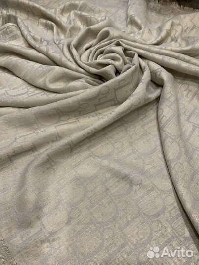 Кашемировый платок шаль Dior светло-серый