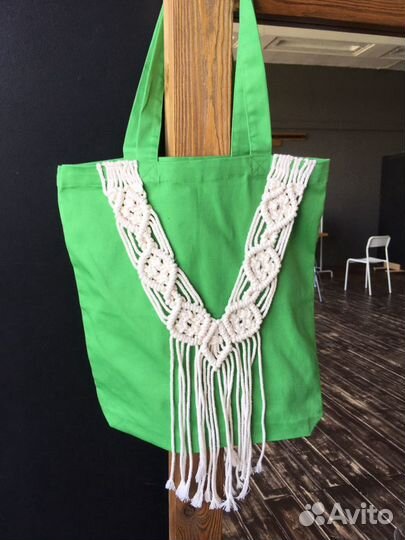Сумка шоппер с макраме