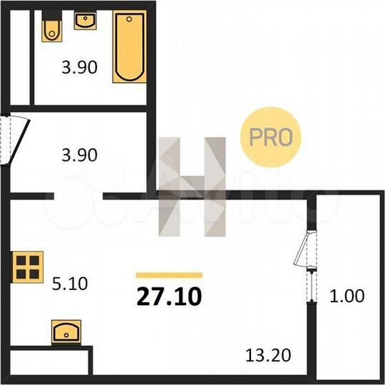 Квартира-студия, 27,1 м², 6/17 эт.