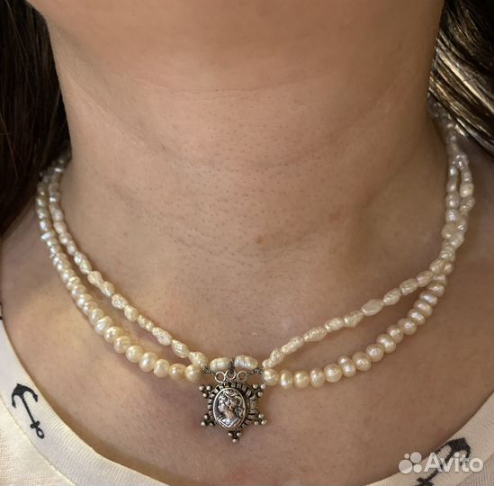 Колье из натурального жемчуга