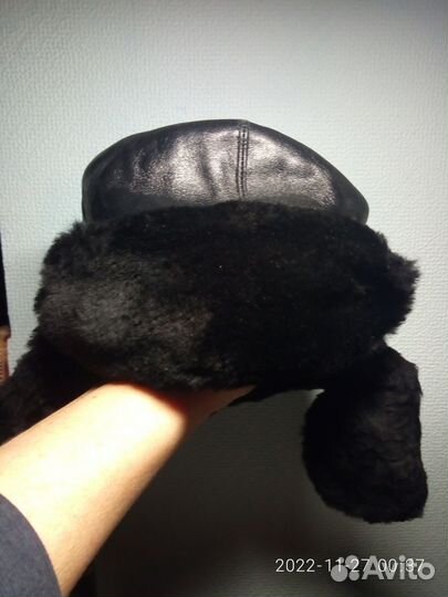 Шапка-ушанка детская, новая,кожа и мех натур
