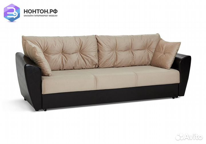 Диван еврокнижка Мадейра Lux бежевый / коричневый