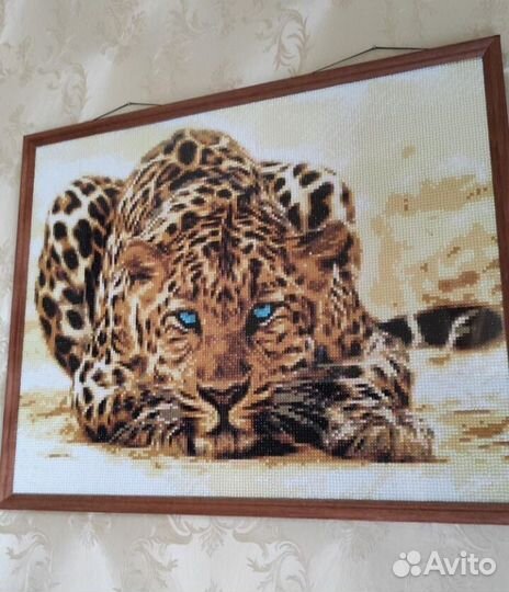 Алмазная мозаика без подрамника Леопард