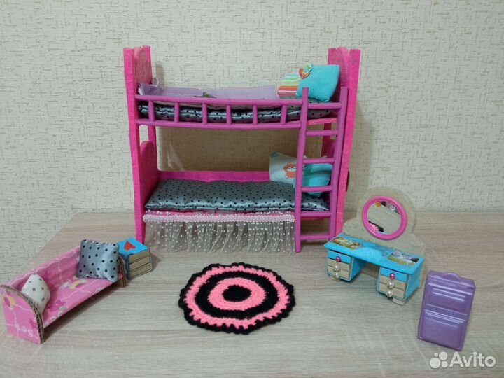 Мебель для куклы, кровать, комод, трюмо