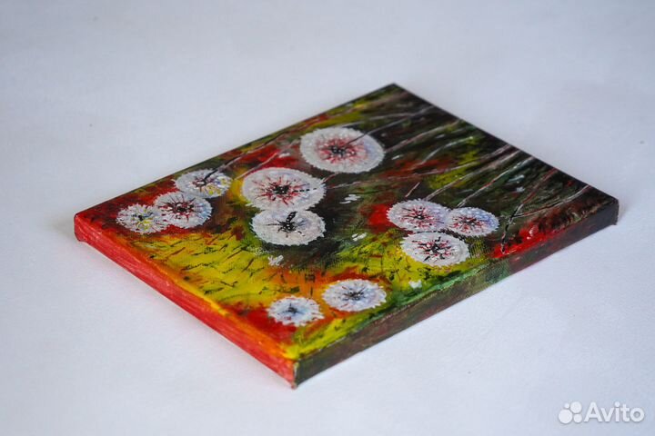 Картина Одуванчики 24см*18см масло/холст