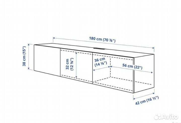 Тумба под тв Бесто Икеа 180x42x38 глянцевый