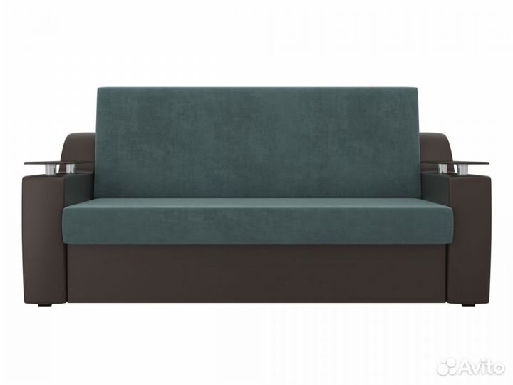 Диван прямой аккордеон Сенатор 140, велюр, бирюзовый, коричневый