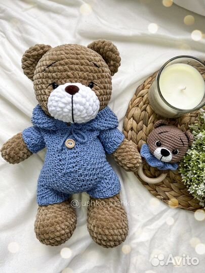 Игрушка плюшевый мишка ручной работы