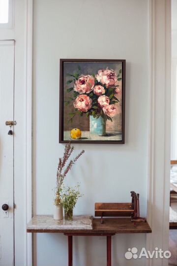 Картина маслом на холсте пионы