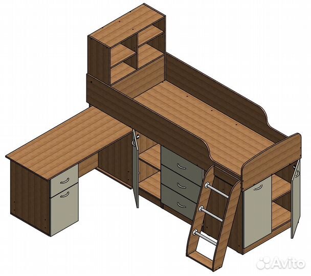 Кровать-чердак Дюймовочка-1