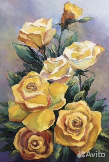 Картина маслом Цветы Розы Картина Тюльпаны