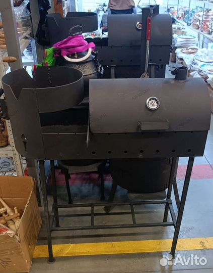 Мангал с печью под казан и казаном