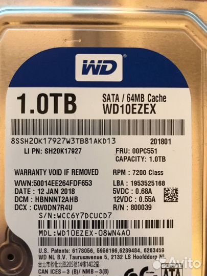 Жесткий диск Western Digital WD Blue 1 TB WD10ezex