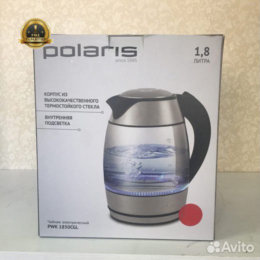 Электрочайник Polaris PWK 1850CGL новый, гарантия