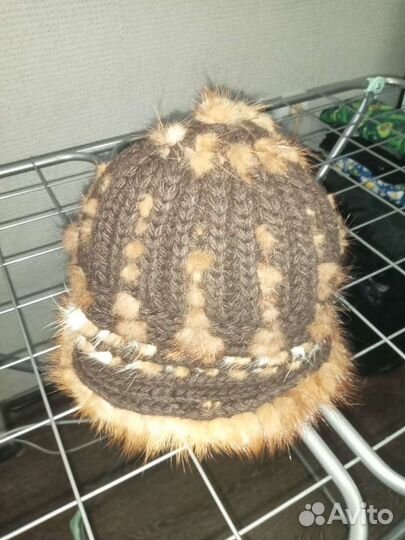 Шапка норковая вязаная