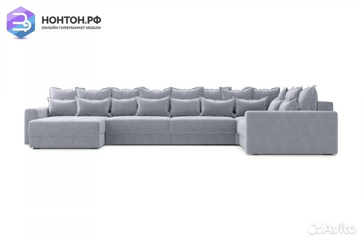 Диван п-образный тик-так Омега серый