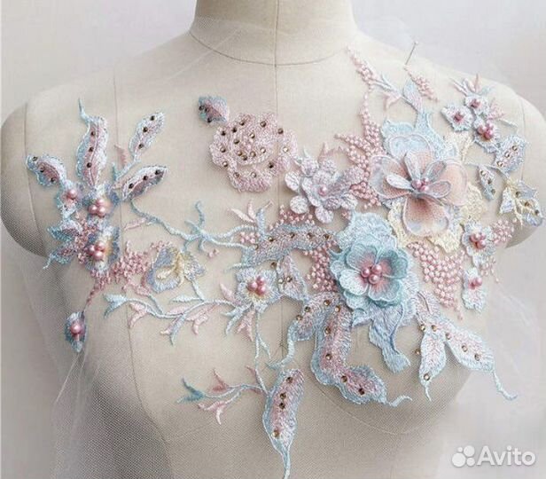 Нашивка для одежды 3D цветы вышивка гладью