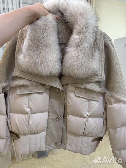 Куртка с мехом песца женская