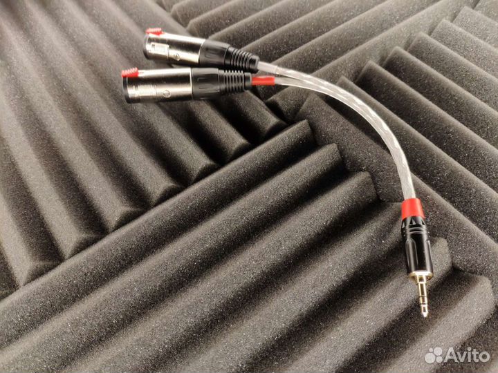 Гибкий переходник Jack 3,5 стерео на 2 Jack 6,3 гн