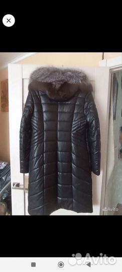 Пальто женское новое экокожа с мехом Чернобурки