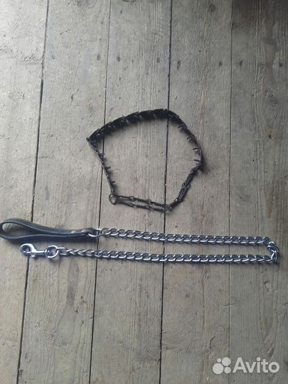 Строгий ошейник для собак с поводком